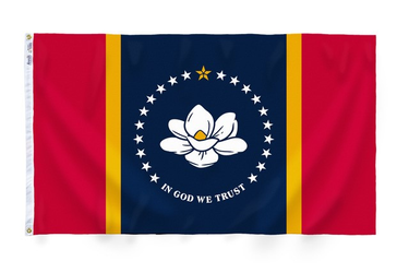 Atlantic Flagpole Mississippi state flag featuring vibrant colors and durable fabric, proudly American made.